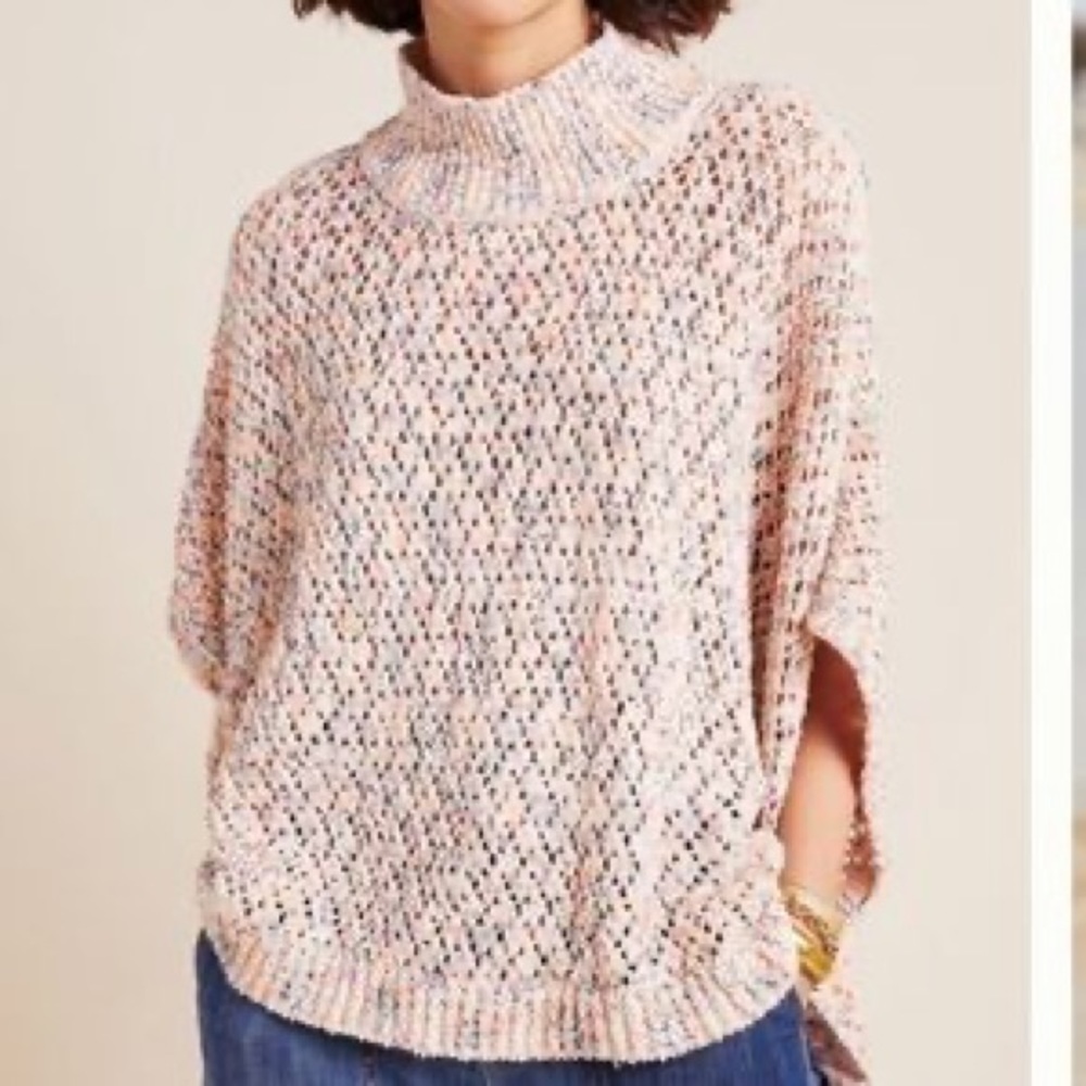Anthropologie Akemi + Kin Knit Poncho White Small - Picture 4 of 12